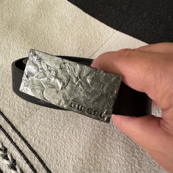 Diesel Black Leather Belt with Silver Buckle - Picture 6 of 6